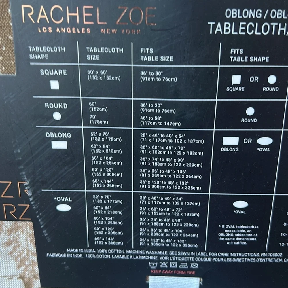 Rachel Zoe Christmas Tablecloth 60”x120” Evergreen Trees Beige Gold